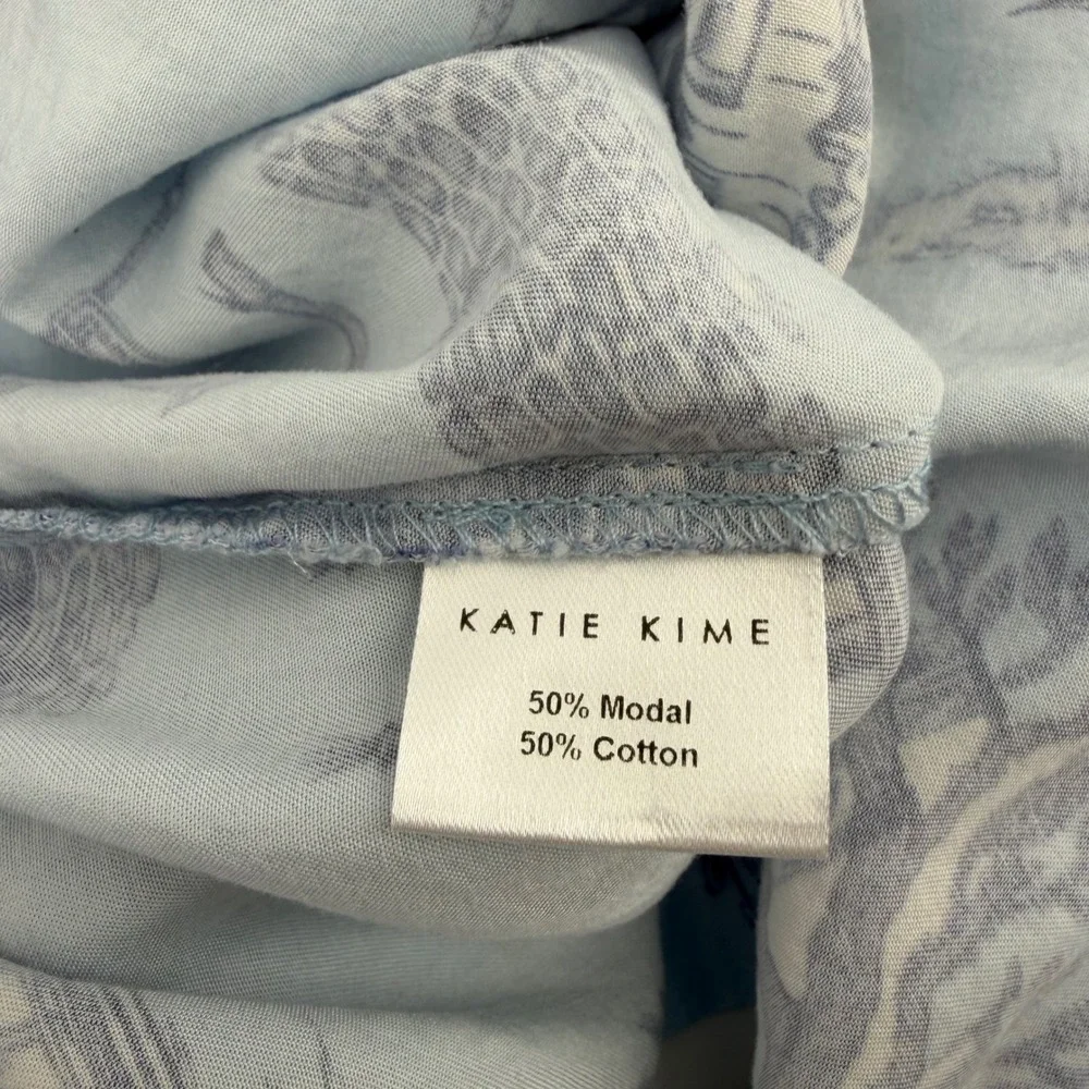 Katie Kime Pajama Set Women XXS Blue New Orleans Toile Short Sleeve Cotton Modal